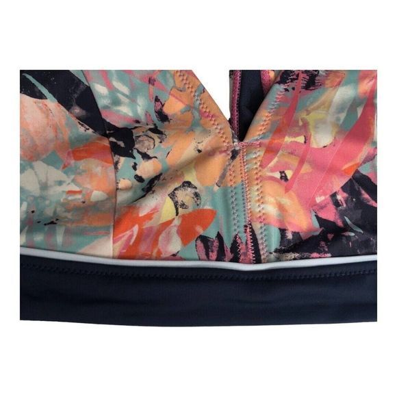 ROXY Fitness Sports Bra Bikini Top Floral Navy Size S 2579 - Picture 6 of 11